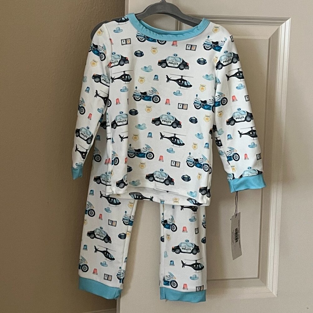 Sugar Bee Police Vehicle Buttflap Pajamas - 2 Piece